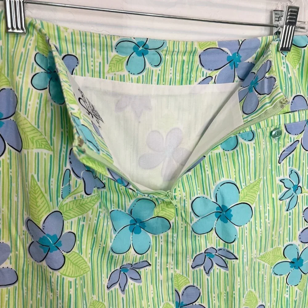 Lilly Pulitzer green floral mini skirt Size 10 tropical vacation A-line - Picture 6 of 9